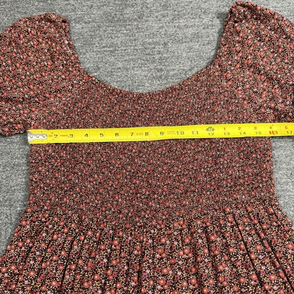 American Eagle Dress Women Large Floral Smocked Puff Sleeve Maxi Tiered Cottage - Picture 3 of 11